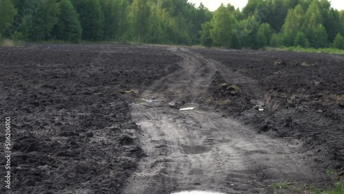 Plowed agricultural field for sowing. The process of preparing the soil before planting cereals, legumes, nightshade crops. Farming and food industry