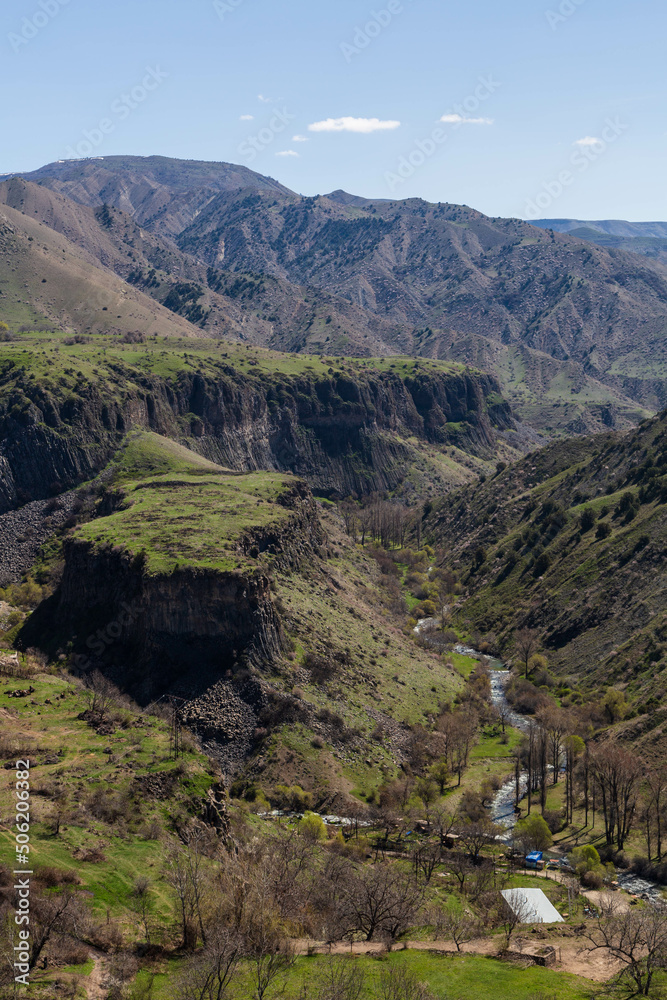 Naklejka premium Beautiful landscape with views of the mountains and canyon. Garni, Armenia