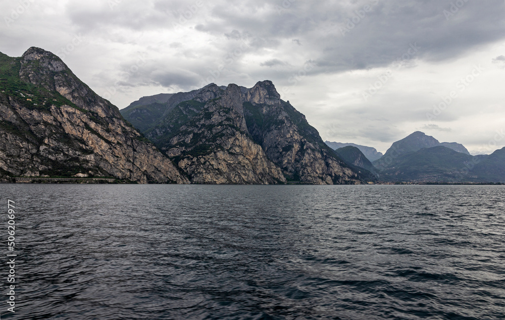Maggiore lake mountain landscape, Lombardy Italy.