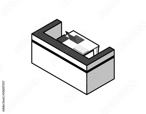 Workplace isometric design icon. Vector web illustration. 3d colorful concept