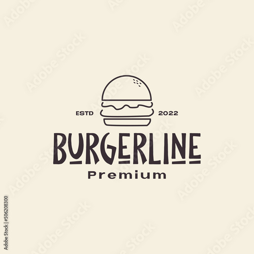 simple line minimal food hamburger vintage logo design vector graphic symbol icon illustration creative idea