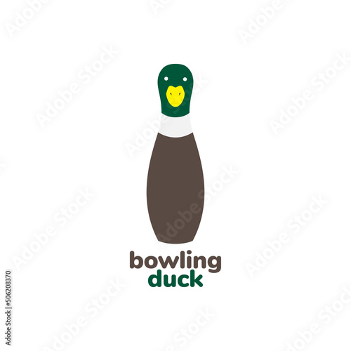 pin bowling with duck cute logo design vector graphic symbol icon illustration creative idea