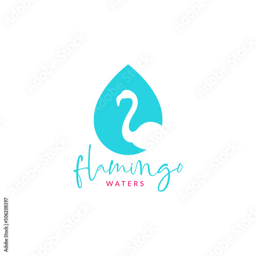 drop water with flamingo logo design vector graphic symbol icon illustration creative idea photo