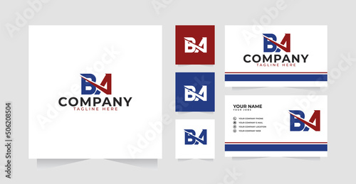 Letter BA logo design inspiration and business card