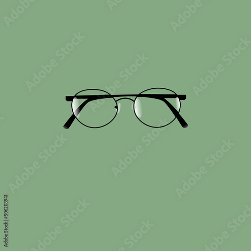 glasses, on a green background. vector illustration