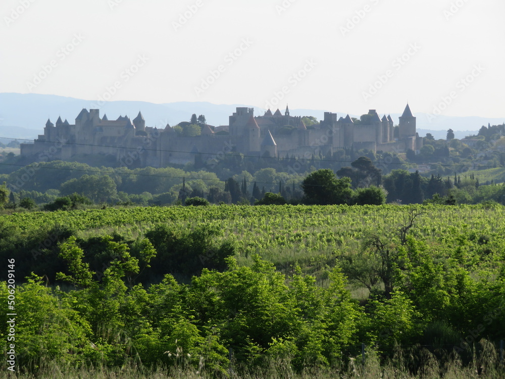 Naklejka premium beautiful city of France ancient medieval tourist wall protection