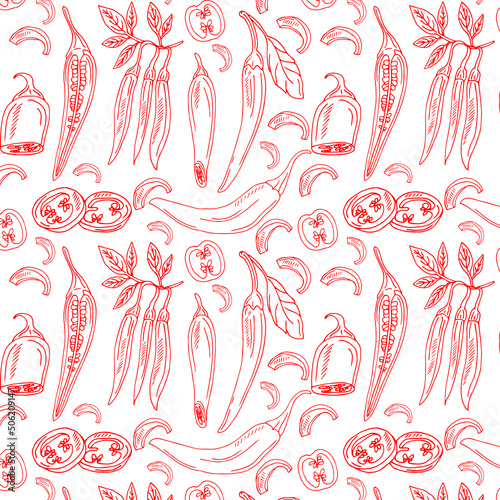 Spicy chili peppers seamless pattern