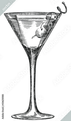 black and white engrave isolated drink illustration