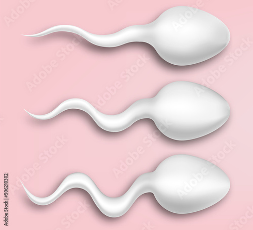 Realistic white sperm. Concept of IVF and fertilization. Vector illustration. photo