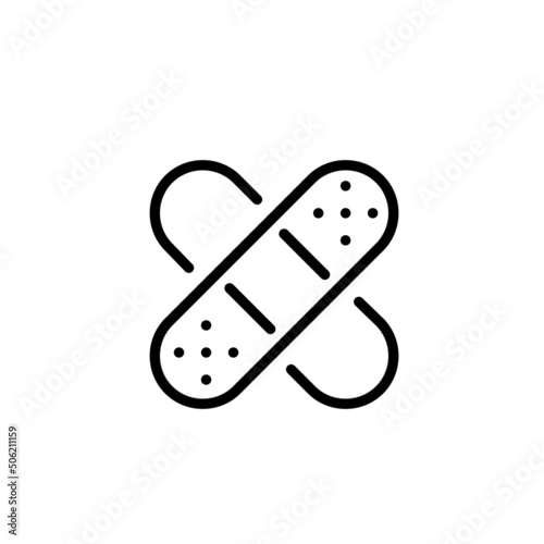 Adhesive bandage icon. Medical emergency first-aid. Pixel perfect, editable stroke line