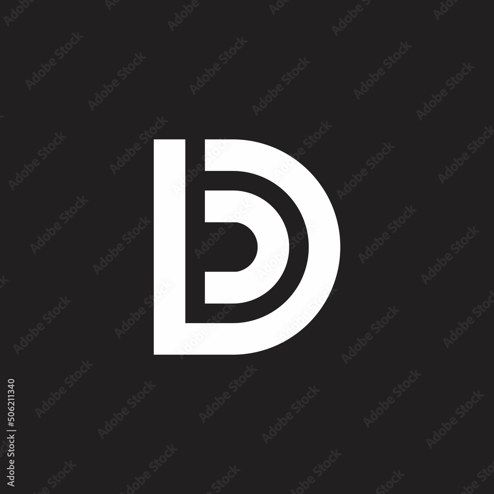 letter ld linked geometric line simple logo vector