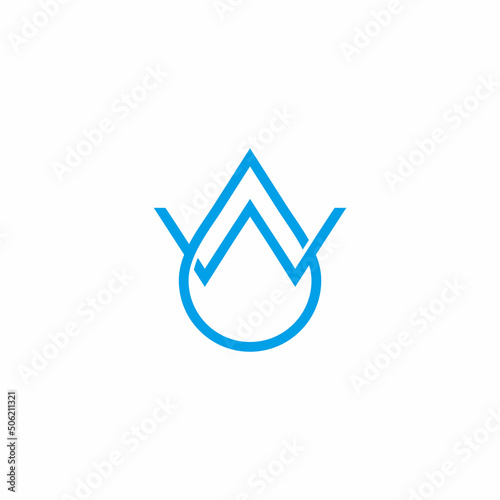 letter w blue water flat simple symbol geometric vector