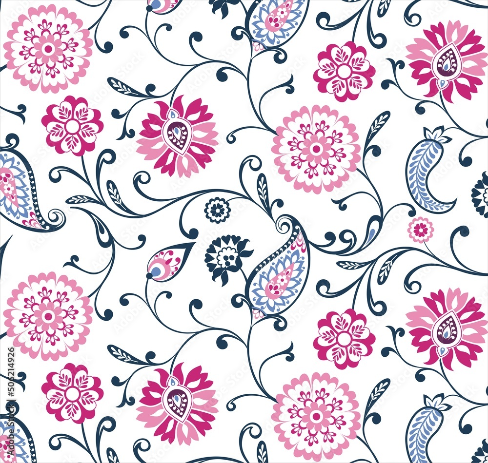 Fototapeta premium traditional paisley floral pattern, textile , Rajasthan, royal India 
