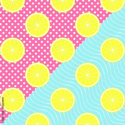slices yellow lemon fresh tropical summer pattern pretty cute background