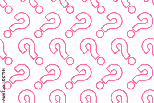 seamless pattern from pink question marks on a white background.