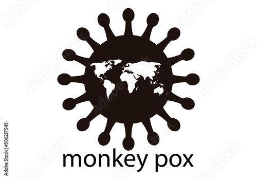 Fondo de virus negro de vieruela del mono con silueta de los contienentes.