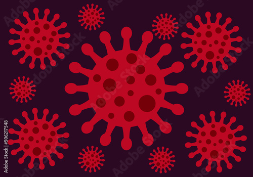 Fondo de virus rojos de vieruela del mono en pandemia.