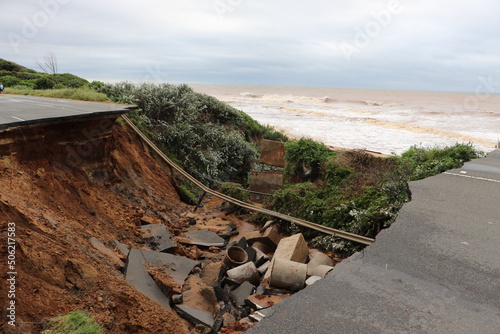 damage when M4 freeway was washed away in floods in Tongaat, Durban, KwaZulu Natal, South Africa, 21 May 2022 photo