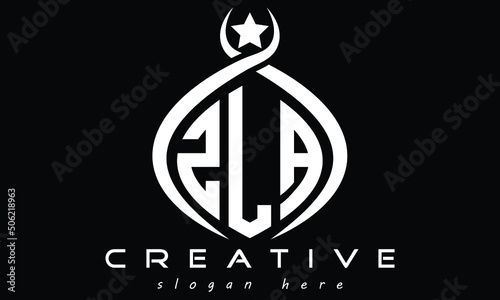 ZLA three letters monogram curved initial oval logo design, geometric minimalist modern business shape creative logo, vector template