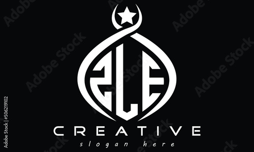 ZLE three letters monogram curved initial oval logo design, geometric minimalist modern business shape creative logo, vector template