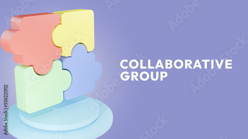 Colorful collaborative group puzzle 3d illustration content templates.