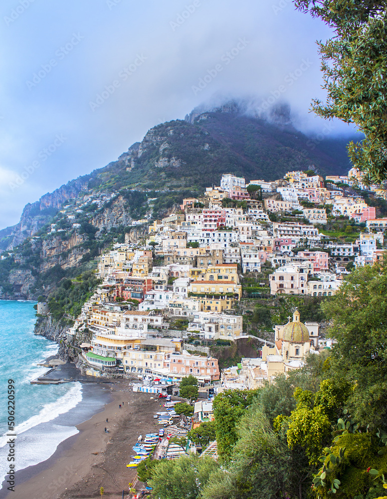 Beautiful view of Positano city in Amalfi Coast, Italy	