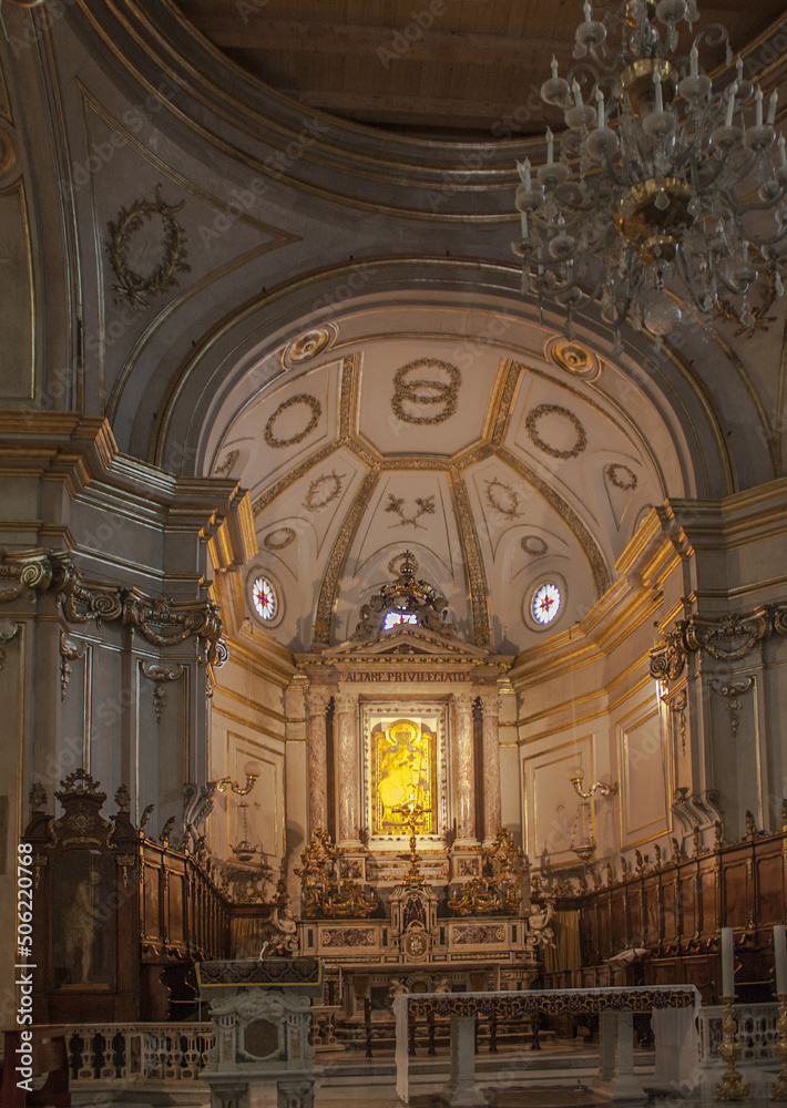 Interior of Church of Santa Maria Assunta at Positano, Amalfi coast, Italy