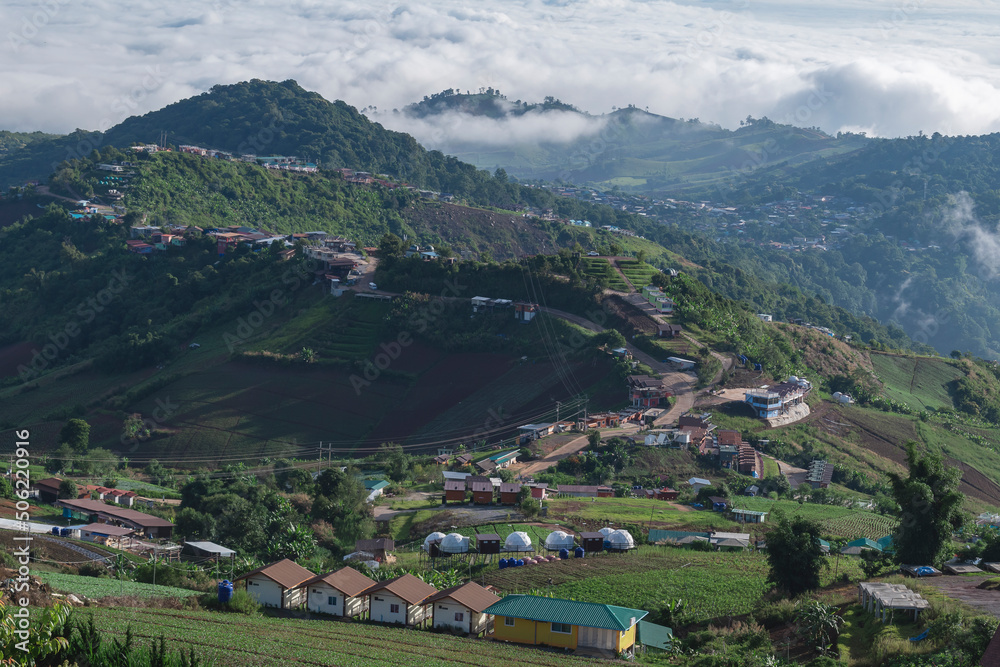 Fototapeta premium fog over the mountains ,view point of Phu Thap Boek mountain in Thailand