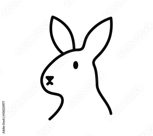 Outline head cute bunny with editable stroke icon vector illustration isolated