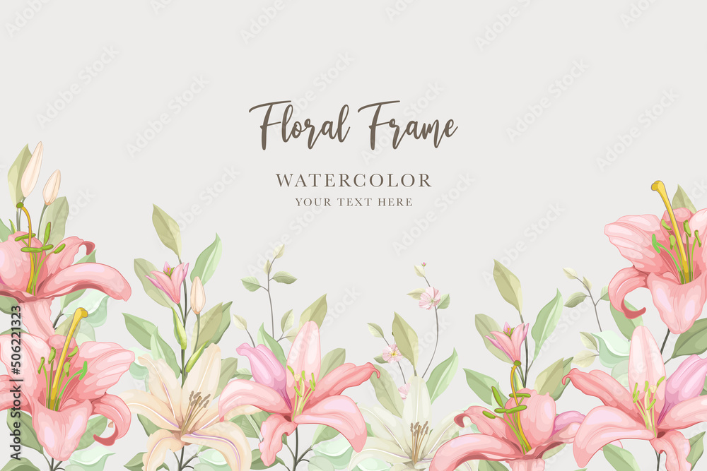 hand drawn lily border and frame background design