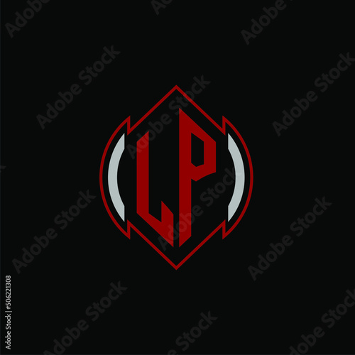 LP initial monogram logo for gaming with Gemoteric line  shape style design on isolated background