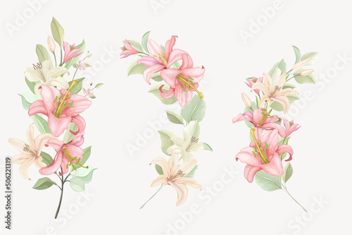 hand drawn lily bouquet background design