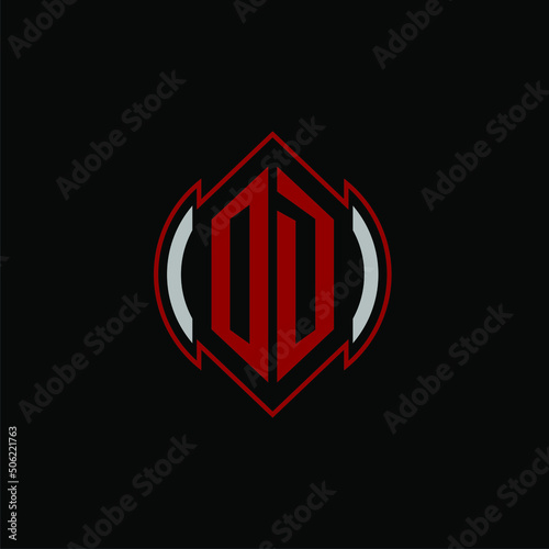 OD initial monogram logo for gaming with Gemoteric line  shape style design on isolated background