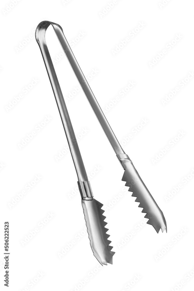 Obraz premium Serving kitchen tongs on white.