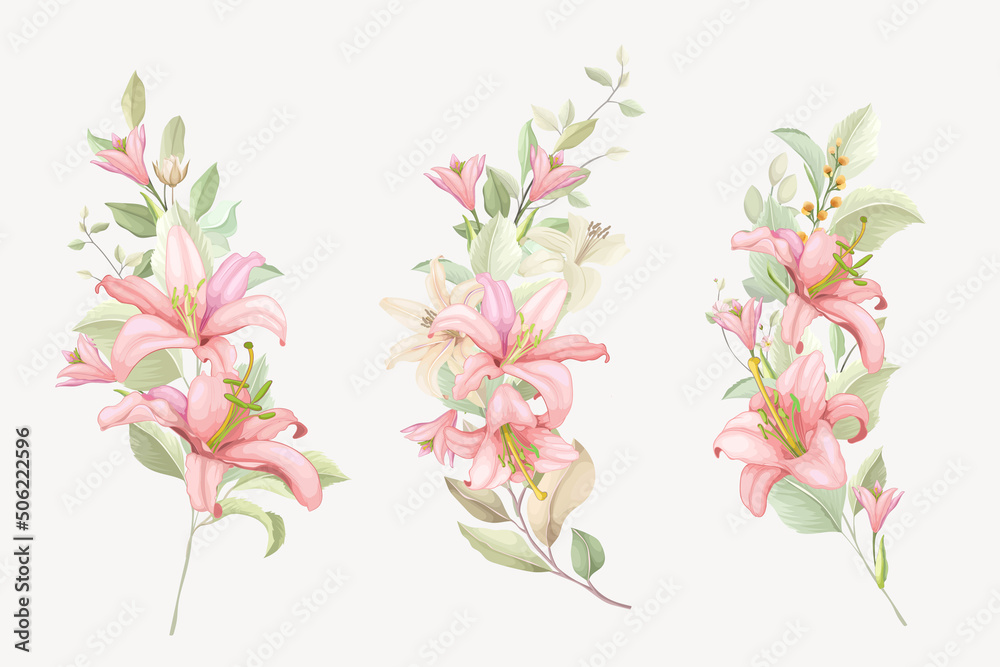 hand drawn lily bouquet background design hand drawn lily bouquet background design