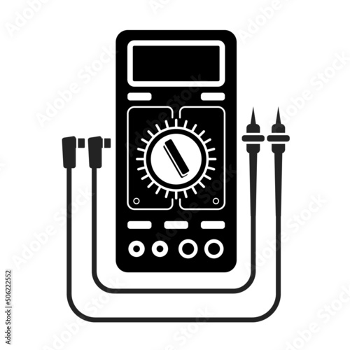 Analog and digital multimeter line icon, tester, measuring instrument in simple style isolated on white background. Measurement of current, resistance, voltage. Vector sdetailed sign isolated.