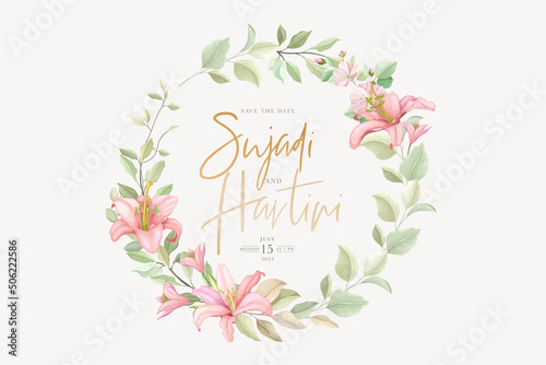 hand drawn lily wreath background design