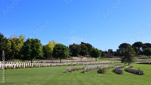 Torino di Sangro, Italy - Sangro River War Cemetery. British and Commonwealth War Cemetery. Soldiers who are fallen in WW2 during the fighting near the Sangro River