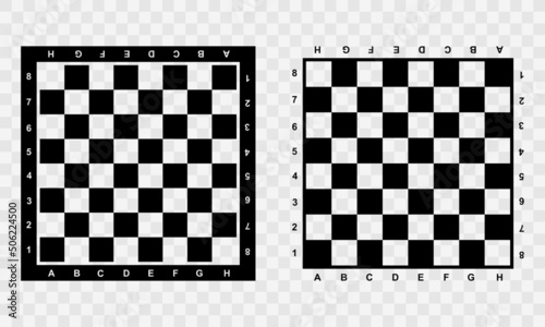 Foto Empty chess board vector icon on transparent background