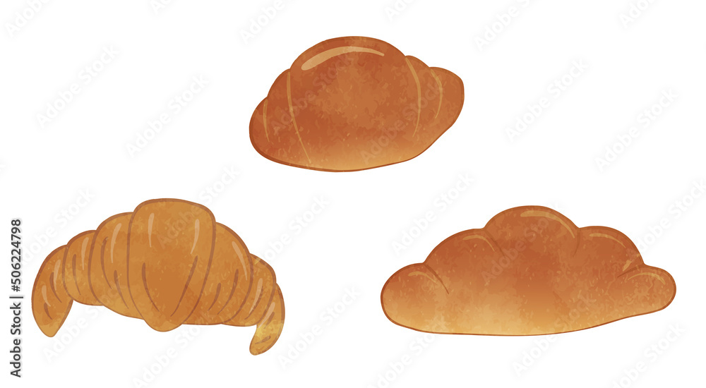 Cute bread roll illustration set Cute bread roll illustration set