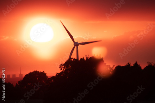 wind turbine at sunset