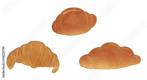 Cute bread roll illustration set
