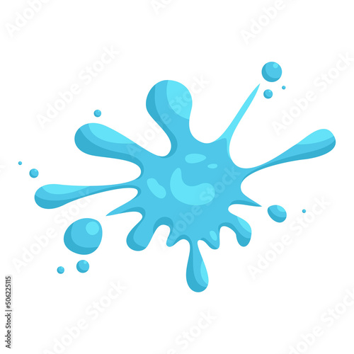 Cartoon illustration with water splash and drops.
