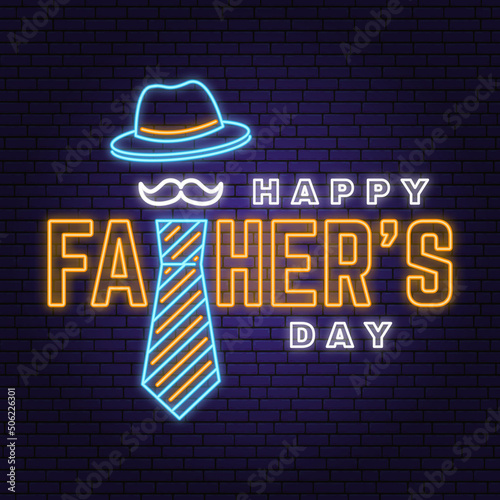 Wallpaper Mural Happy Father's Day badge, logo Neon sign