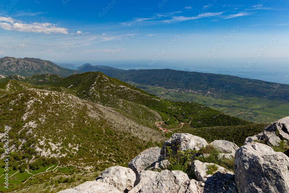 Mountain landscape. Balkan mountains on the Adriatic coast.