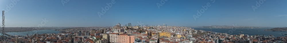 180 Panoramic aerial view of the European part of Istanbul from the Galata Tower
