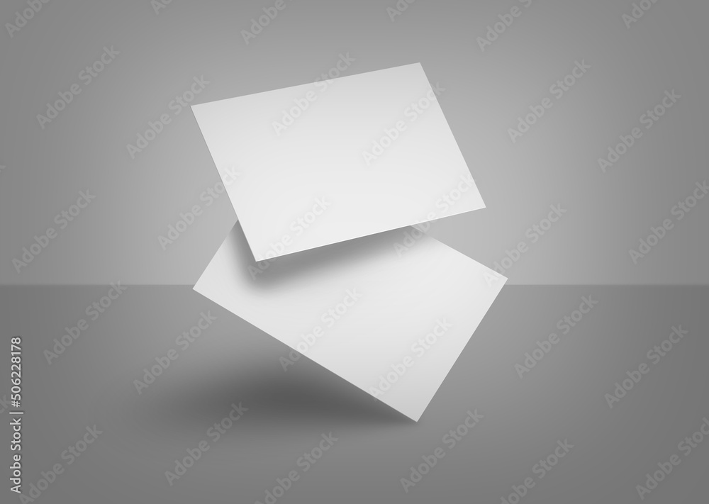 3D rendered horizontal modern Business visiting card mock-up template with front and back. Invite, identity, stationery, advertising, empty mockup for Presentation on isolated Light Grey background 3D rendered horizontal modern Business visiting card mock-up template with front and back. Invite, identity, stationery, advertising, empty mockup for Presentation on isolated Light Grey background