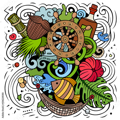 Barbados cartoon vector doodle illustration