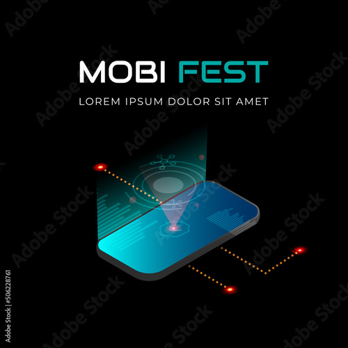 Isometric mobile phone. Future, modern icon