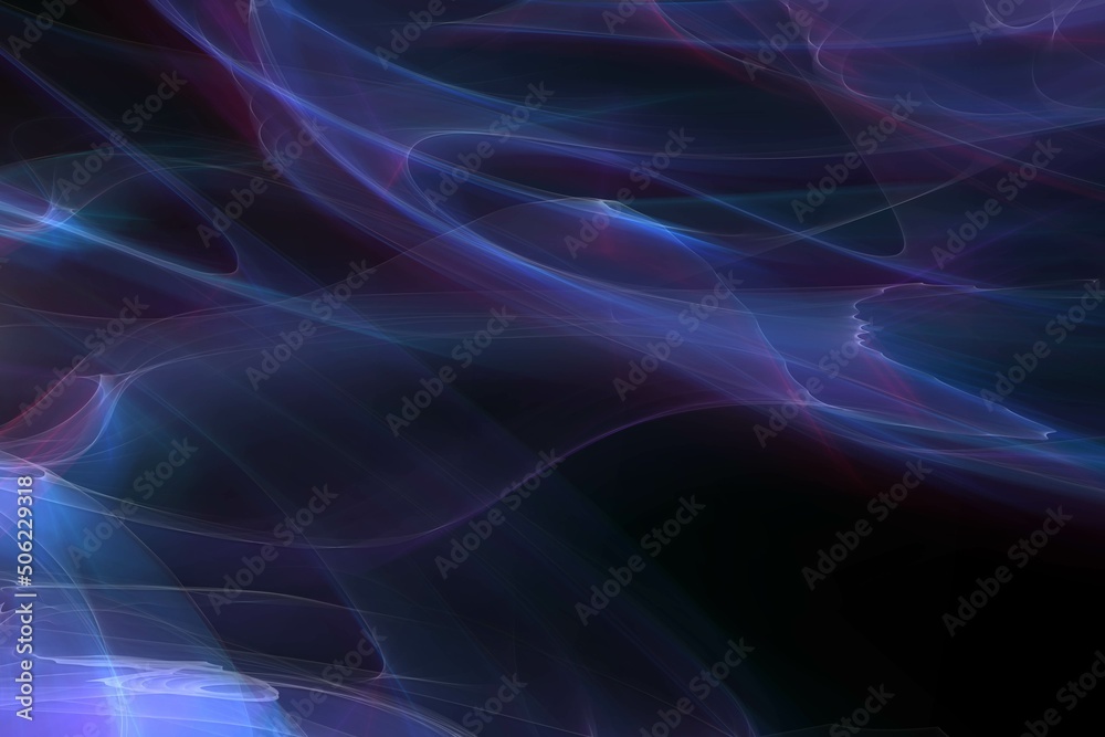 Obraz premium Abstract luminous background of transparent relief rising waves, pink and blue